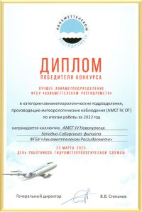Диплом победителя АМСГ-IV Новокузнецк